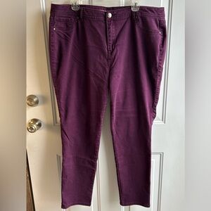 Avenue Denim Skinny Jeans High Rise Women’s Plus Size 20A Plum Purple 3 Pocket